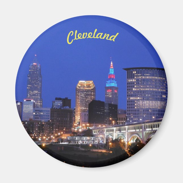 Aimant Lampe de nuit Cleveland (Vue sur la rivière) (Devant)