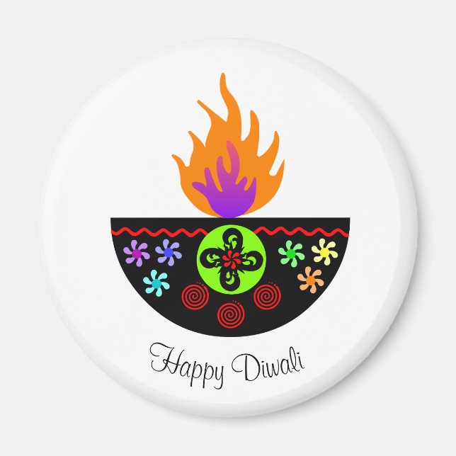 Aimant Lampe Diwali colorée Diya (Devant)
