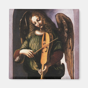 Aimant L'ange de Léonard de Vinci en vert avec une Vielle