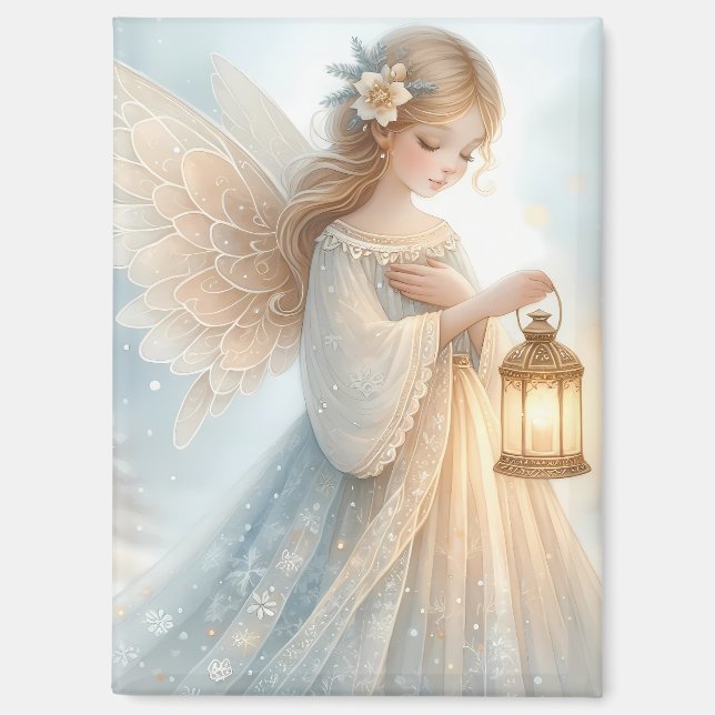 Aimant Lanterne d'ange céleste d'hiver de réconfort (Recto)