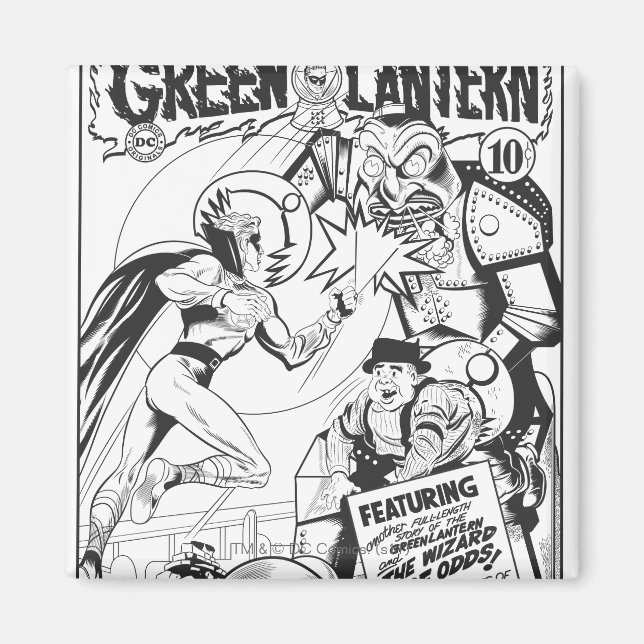 Aimant Lanterne verte contre le magicien des puces, noir (Devant)