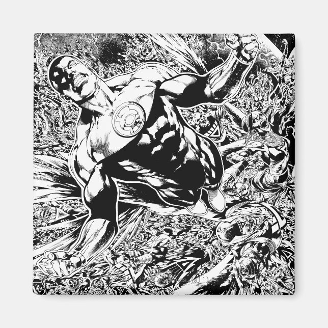 Aimant Lanterne verte et Lune - Noir et Blanc (Devant)