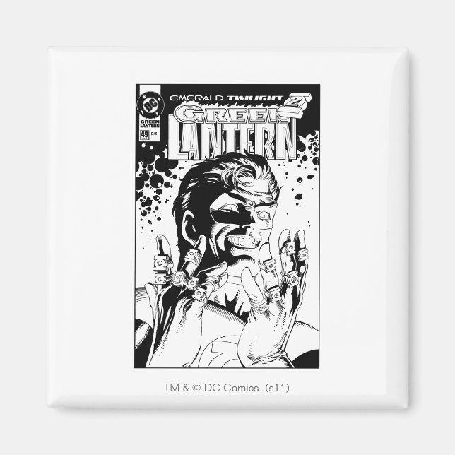 Aimant Lanterne verte - Nombreux anneaux, noir et blanc (Devant)