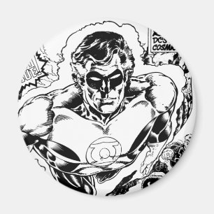 Aimant Lanternes vertes volantes, noir et blanc