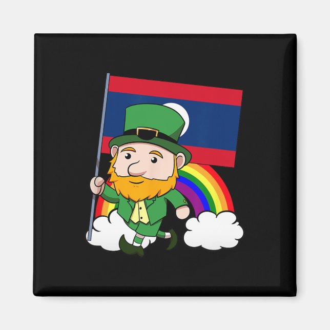 Aimant Laos Fier de Lao Drapeau Laotien St. Patrick Lepre (Devant)