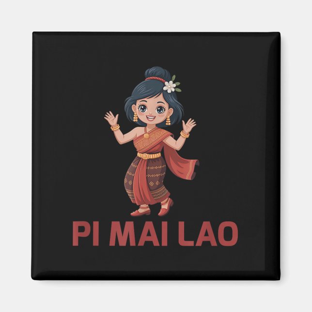 Aimant Laos Nouvel An Fille Pi Mai Lao (Devant)