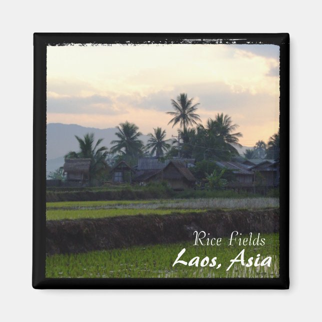 Aimant Laos, Sunset above rice fields (Magnet) (Devant)
