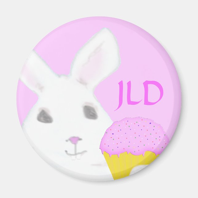Aimant Lapin avec gâteau de la coupe (Devant)