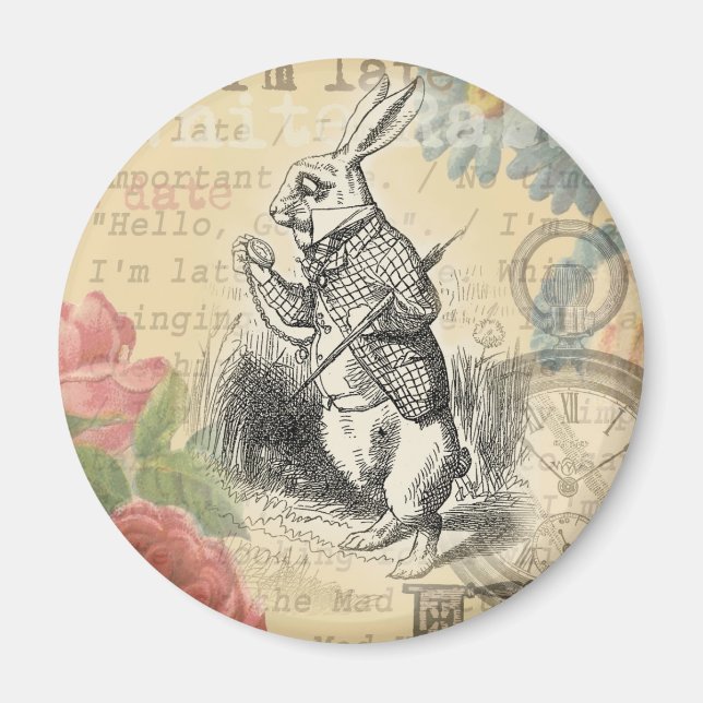 Aimant Lapin Blanc Alice au Pays des Merveilles Art (Devant)