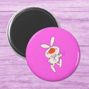 Aimant Lapin blanc mignon de danse heureuse