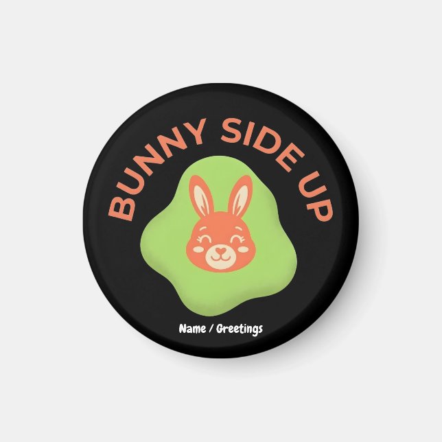 Aimant Lapin côté sur Retro Graphisme d'œuf de Pâques (Devant)