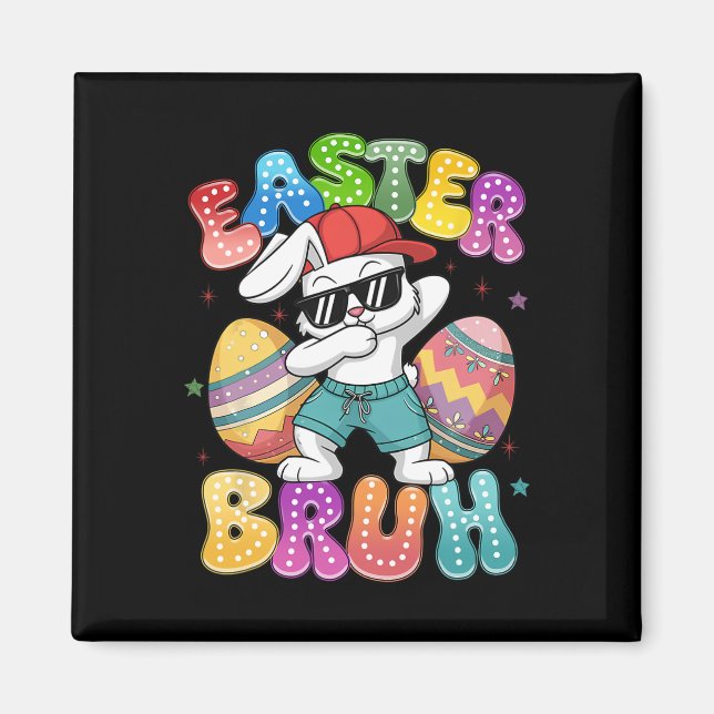 Aimant Lapin Dabbing Pâques Bruh Mème Drôle pour Adolesce (Devant)