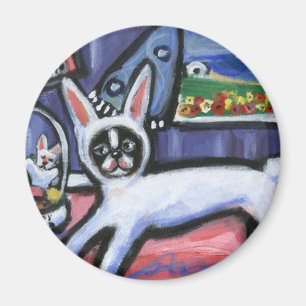 Aimant Lapin de Boston Terrier Pâques