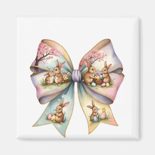 Aimant Lapin de coton floral Coquette Lapin de fond Rabbi
