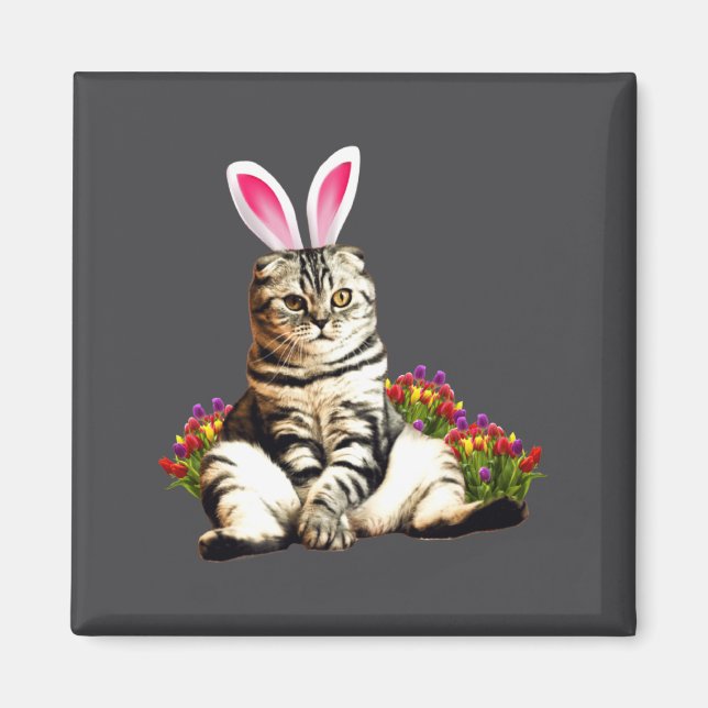 Aimant Lapin de fleur de tulipe de Pâques (Devant)