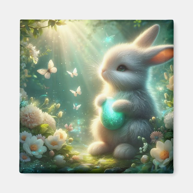 Aimant Lapin de la forêt enchantée de bois magique (Devant)