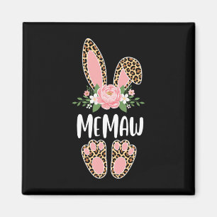 Aimant Lapin de Memaw léopard floral Joyeuses Pâques Prin