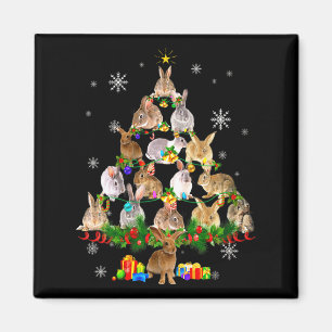 Aimant Lapin de Noël Femme Sapin de Noël Neige Drôle Lapi
