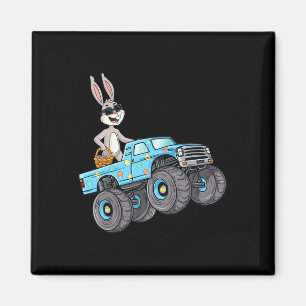 Aimant Lapin de Pâques conduisant un camion monstre Fun g