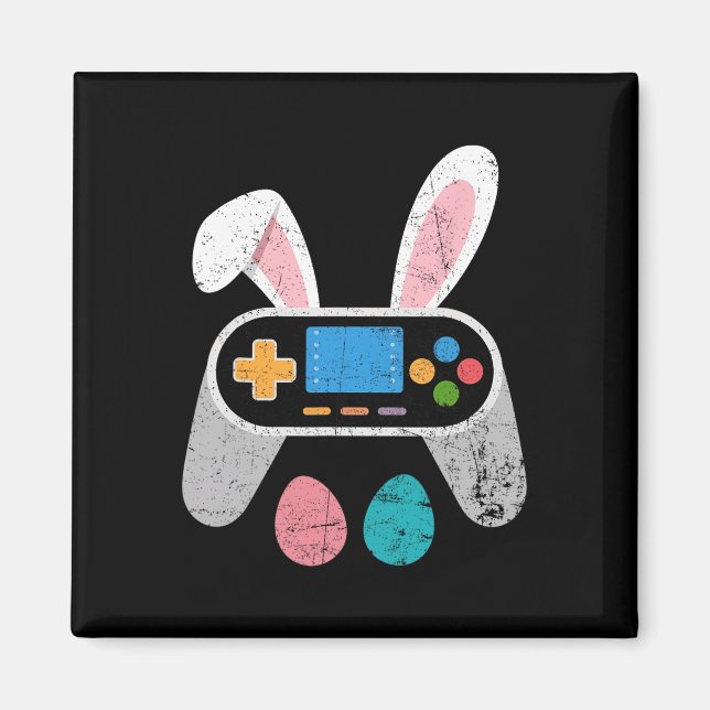 Aimant Lapin de Pâques de jeu vidéo drôle manette de jeu (Devant)