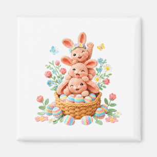 Aimant Lapin de Pâques en fil crocheté visage de lapin mi