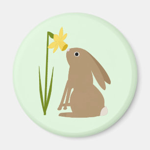 Aimant Lapin de Pâques et fleur de jonquille