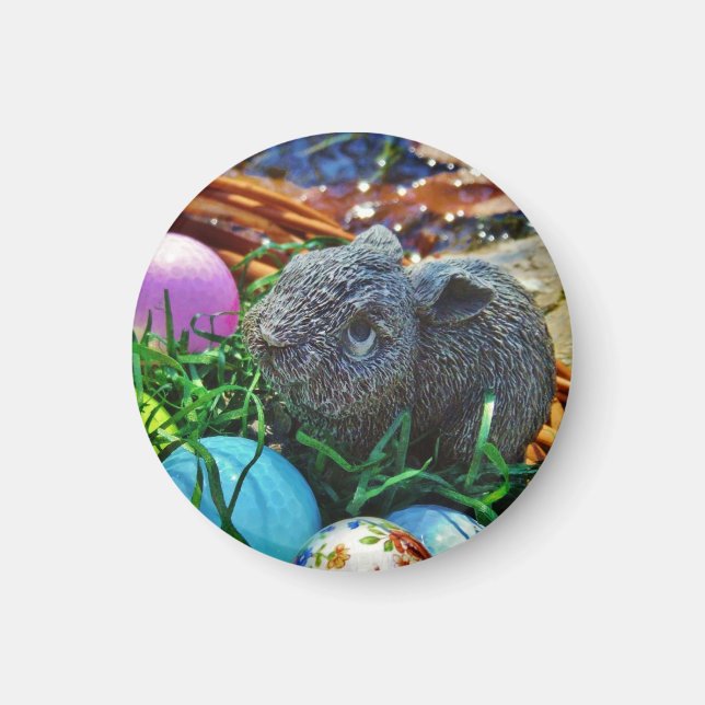 Aimant Lapin de Pâques et panier de golf (Devant)