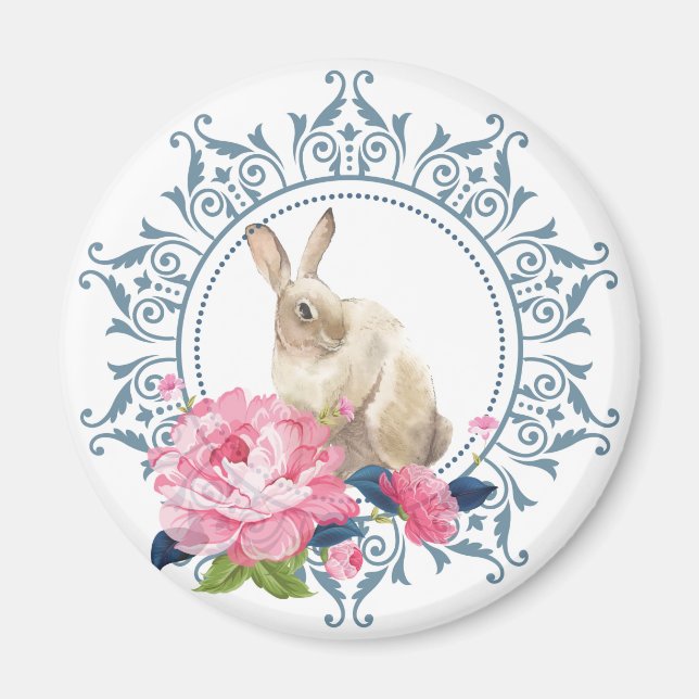 Aimant Lapin de Pâques Floral (Devant)