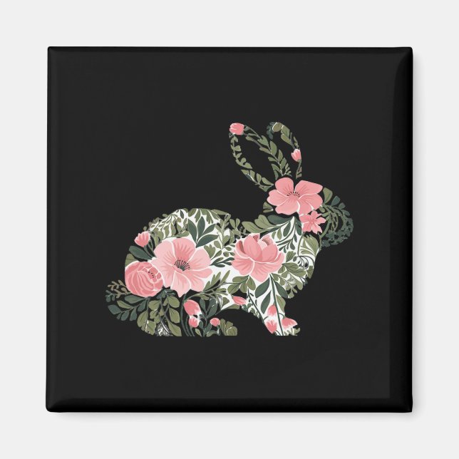 Aimant Lapin de Pâques Floral Printemps Rabbit mignonne B (Devant)