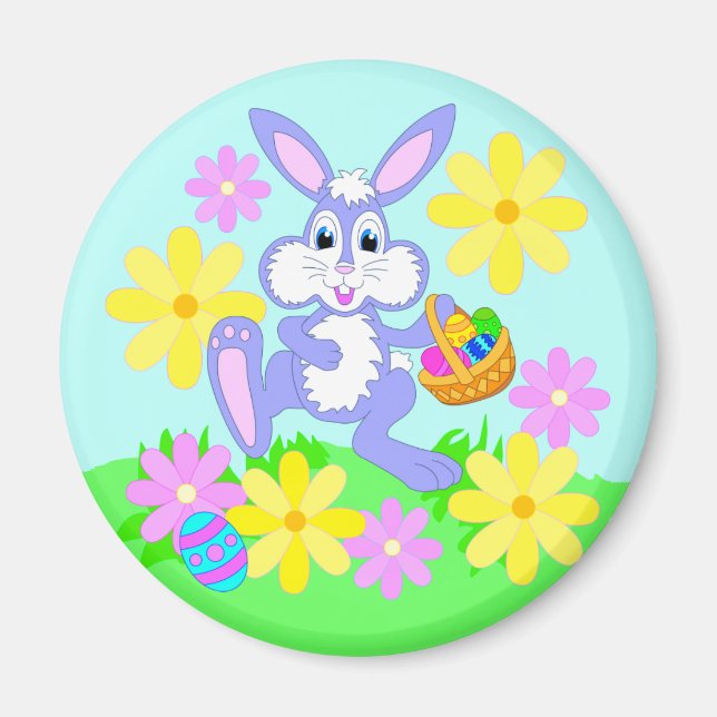 Aimant Lapin de Pâques heureux Mignon Lapin de dessin ani (Devant)