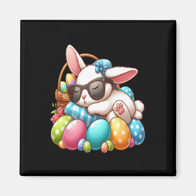 Aimant Lapin de Pâques Joyeux Lapin Visage Drôle de Jour  (Devant)