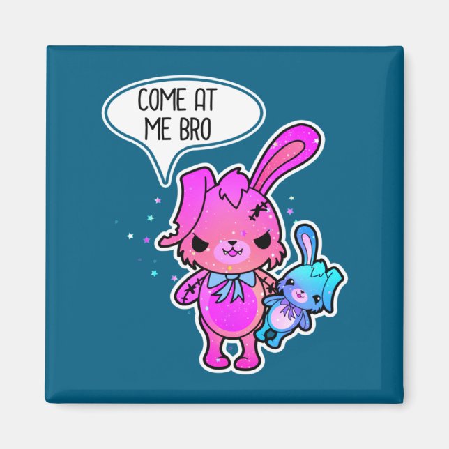 Aimant Lapin de Pâques maléfique viens chez moi frangin M (Devant)