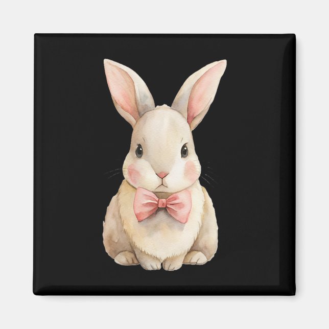Aimant Lapin de Pâques mignon avec noeud papillon (Devant)