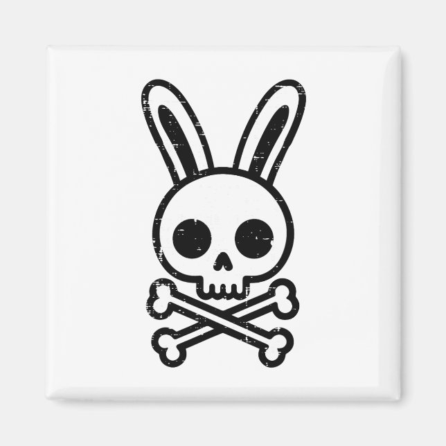Aimant Lapin de Pâques Skull Cross Bones Rabbit Goth Homm (Devant)