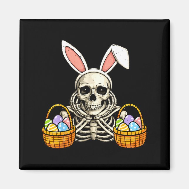 Aimant Lapin de Pâques squelette graphique pour hommes (Devant)