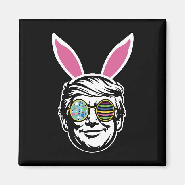 Aimant Lapin de Pâques Trump Joyeuses Pâques Chasse aux œ (Devant)