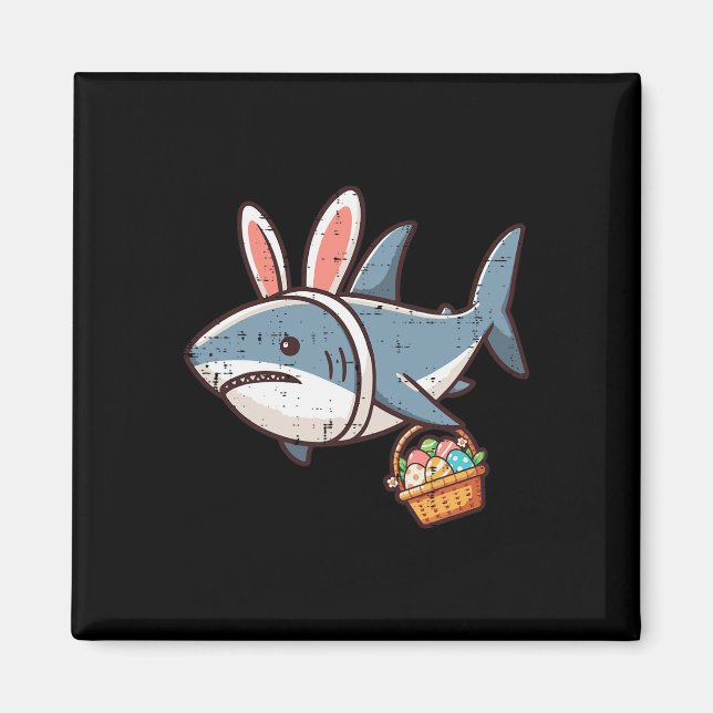 Aimant Lapin de requin Oeufs de Pâques Funny Chasse Fille (Devant)