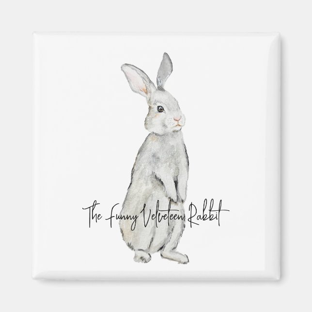Aimant Lapin de velours drôle (Devant)