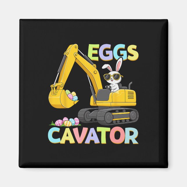 Aimant Lapin drôle d'excavatrice de Pâques Cavator d'œufs (Devant)