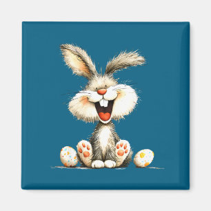 Aimant Lapin drôle et duveteux avec fourrure sauvage, art
