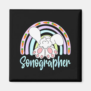 Aimant Lapin échographe arc-en-ciel Pâques Échographie Ul