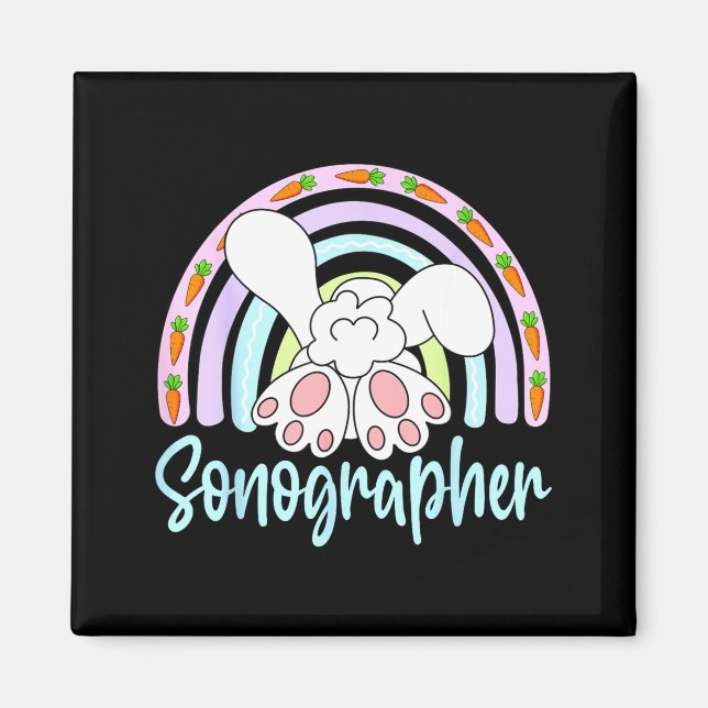 Aimant Lapin échographe arc-en-ciel Pâques Échographie Ul (Devant)