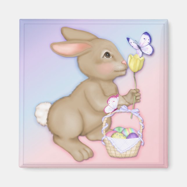 Aimant Lapin et panier de Pâques (Devant)
