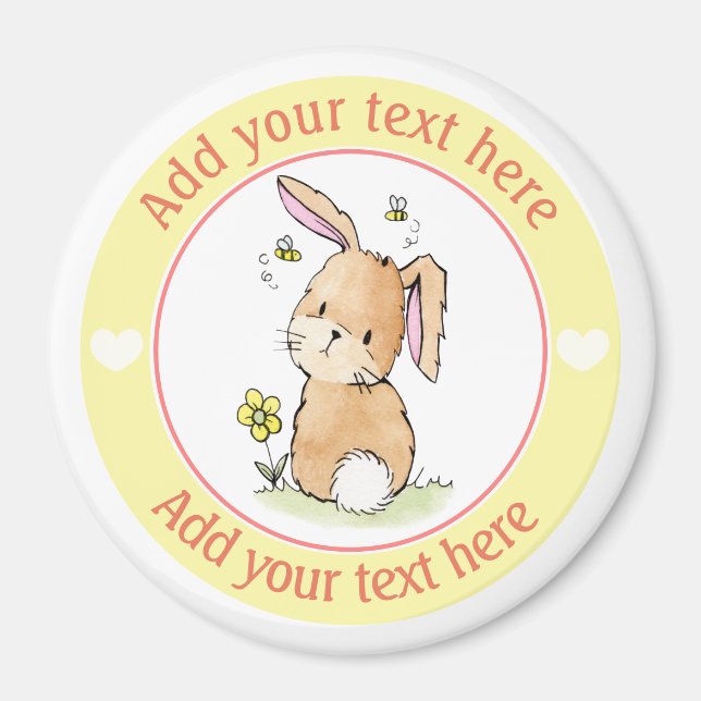 Aimant Lapin Lapin Et Abeilles Personnalisés (Devant)