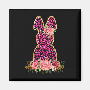 Aimant Lapin Lapin Rose Léopard Lapin Joyeux Pâques
