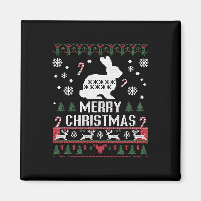 Aimant Lapin Lapin Vilain Pour Noël (Devant)