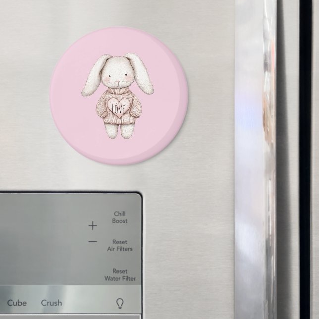 Aimant Lapin Mignon Rose Doux Veste Rose Coeur (In situ (réfrigérateur))
