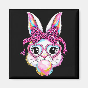Aimant Lapin mignon visage léopard coquette lunettes arc