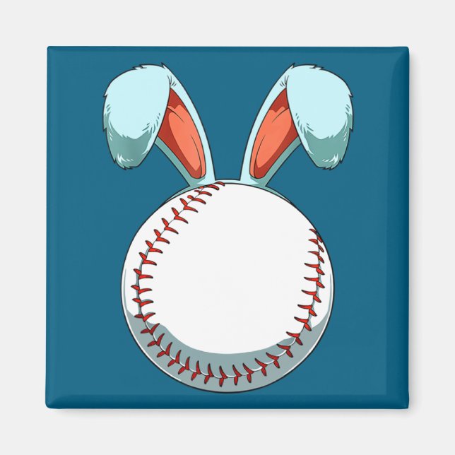 Aimant Lapin Oreilles de Pâques de Baseball Fa  (Devant)