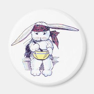 Aimant Lapin portant Bandanna et mangeant des céréales